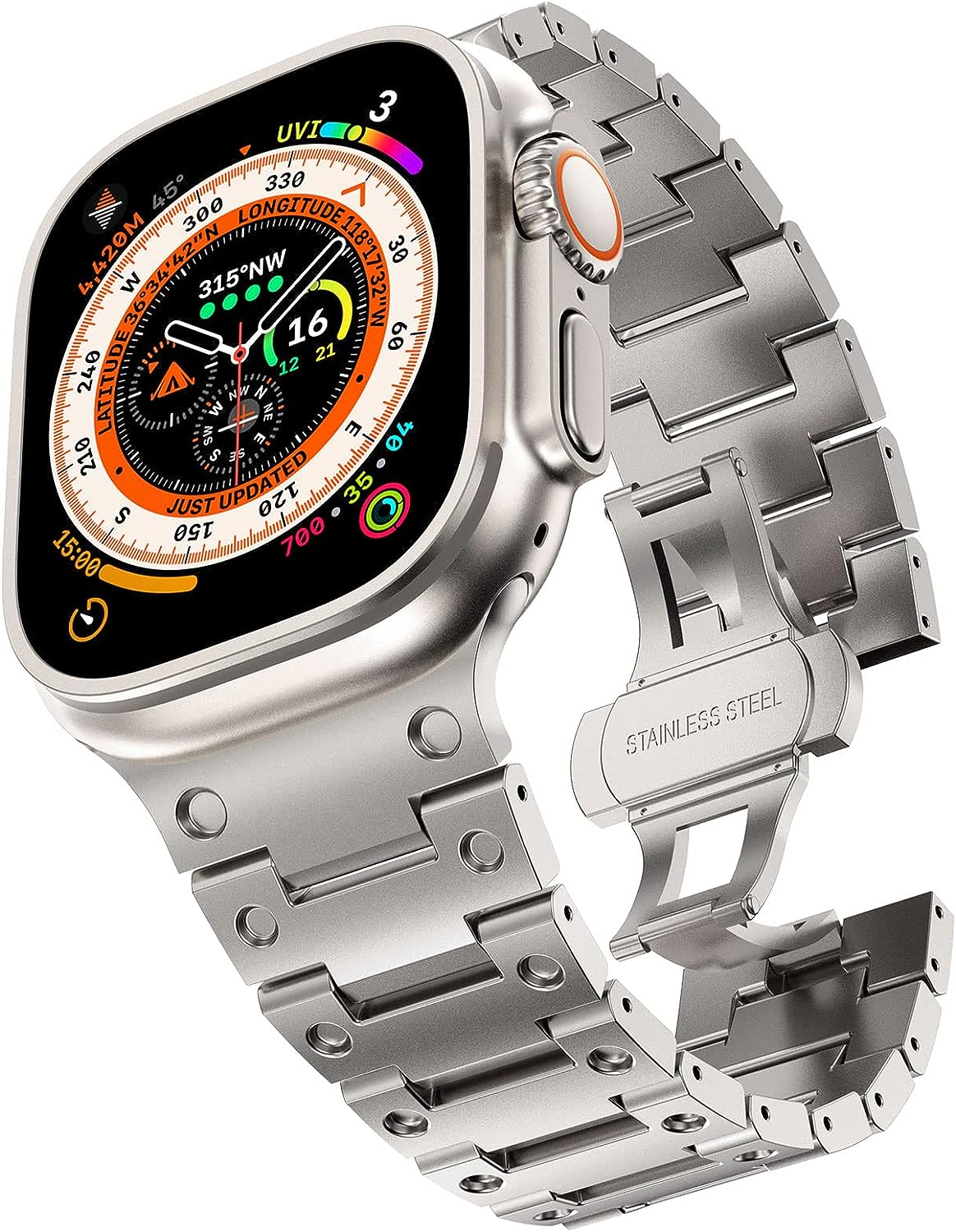 Apple Watch Ultra 2 on Apple Silver Link bracelet (bonus: with