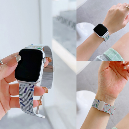 Apple Watch Milanese Rainbow Band Magnetic Folding Clasp